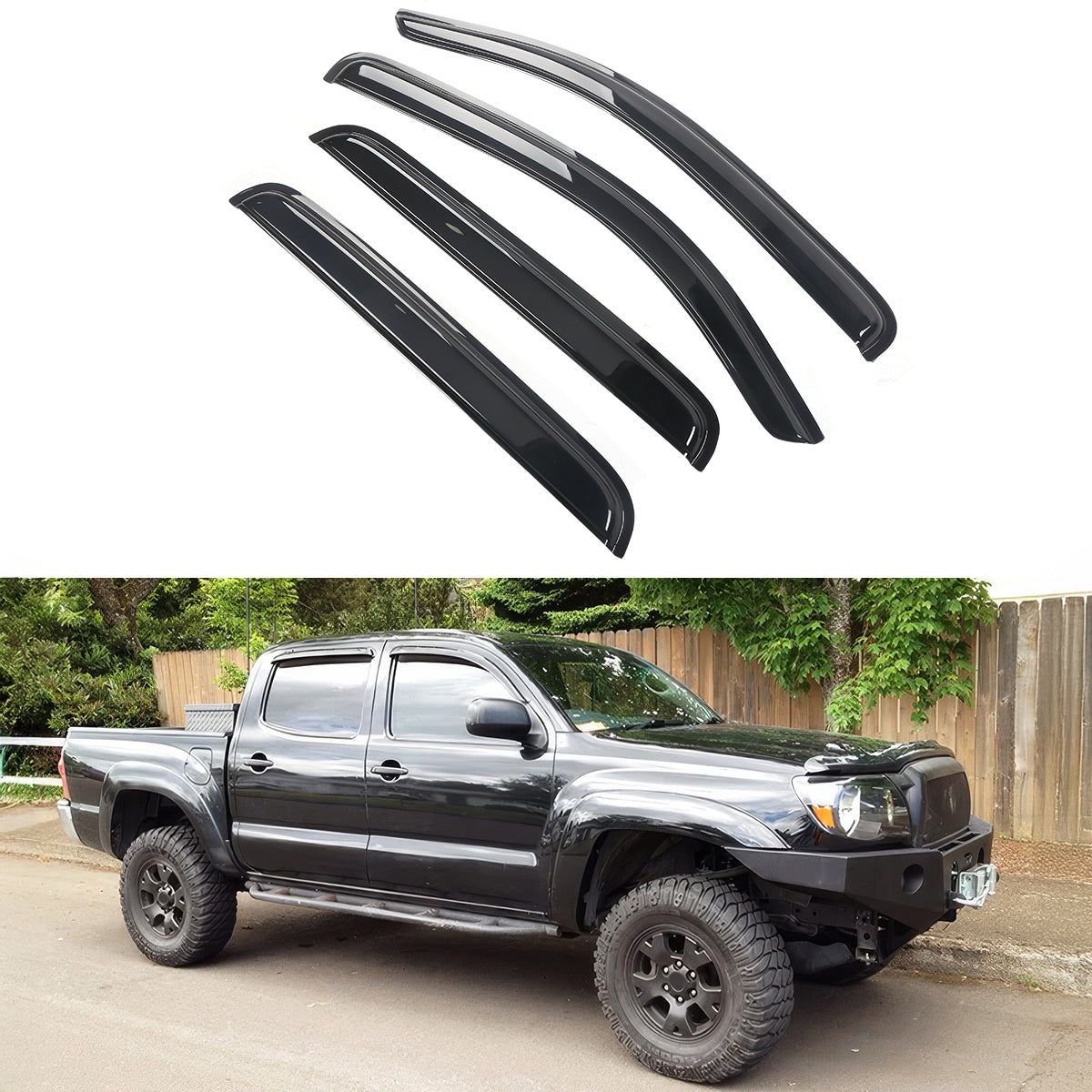 Visor Windows for Toyota Tacoma 2005-2015 Slim Style Smoke Tinted Acrylic