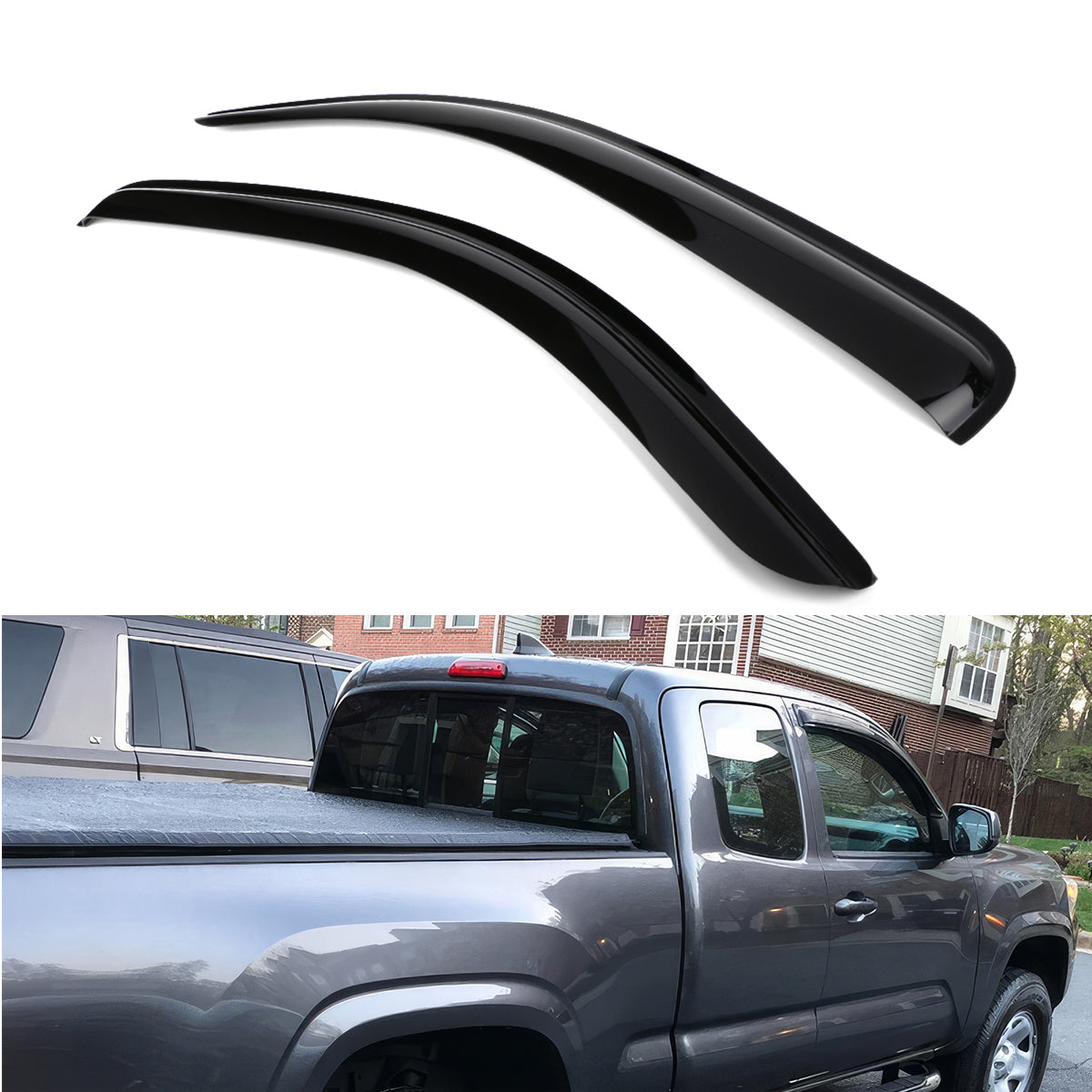 Window Visors for Toyota Tacoma 2016-2024 Slim Style Smoke Tinted Acrylic