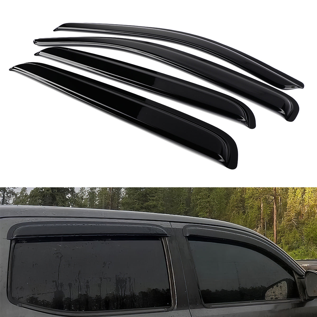 Window Visors for Toyota Tacoma 2016-2023 Slim Style Smoke Tinted Acrylic