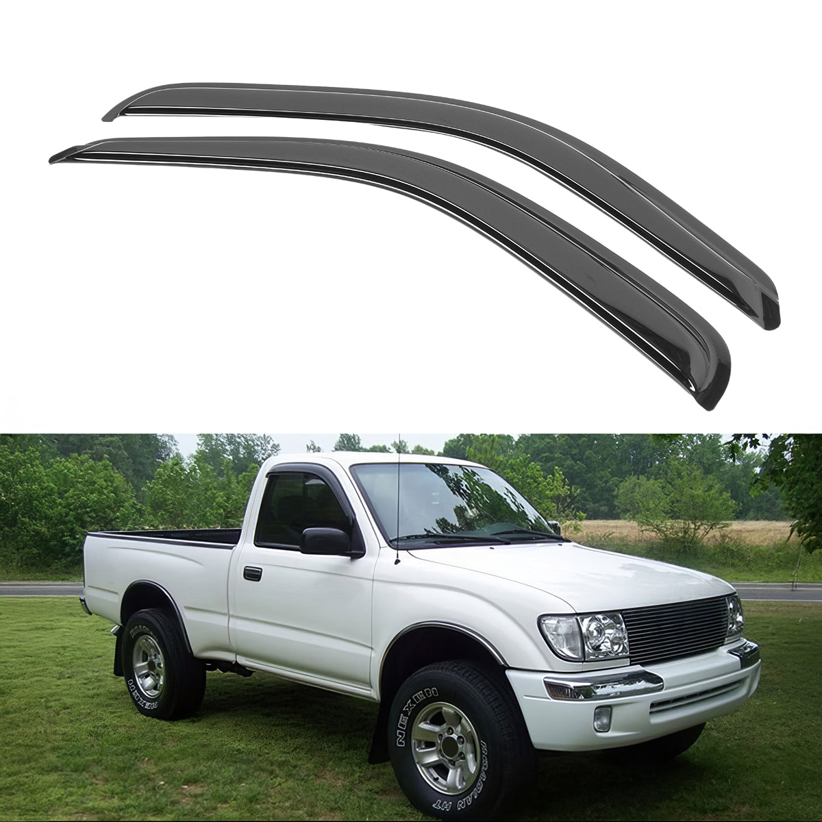 Window Visor for Toyota Tacoma 1995-2004 Slim Style Smoke Tinted Acrylic