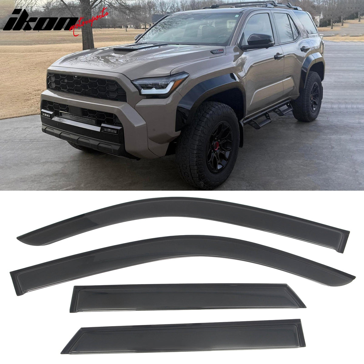 2025-2026 Toyota 4Runner Tape-on Window Visors Sun Shades Vent Rain Guards Deflectors Acrylic Smoke/Tinted 4PCS