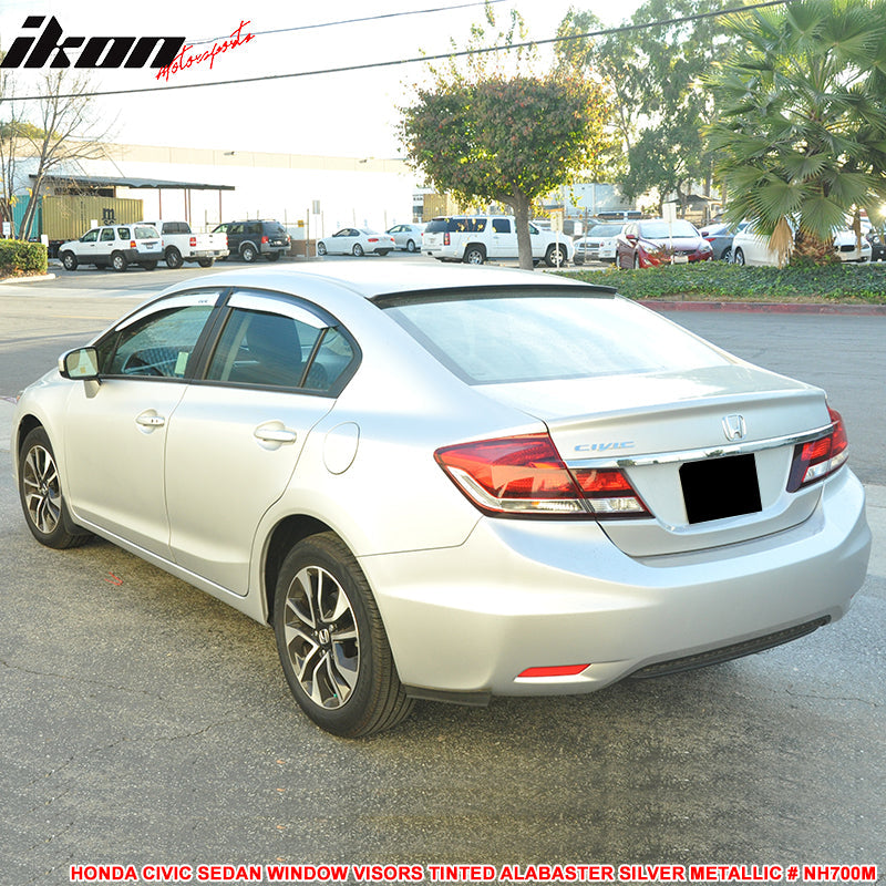 2012-2015 Honda Civic 4 Door Sedan Tape on Window Visors Shade Acrylic