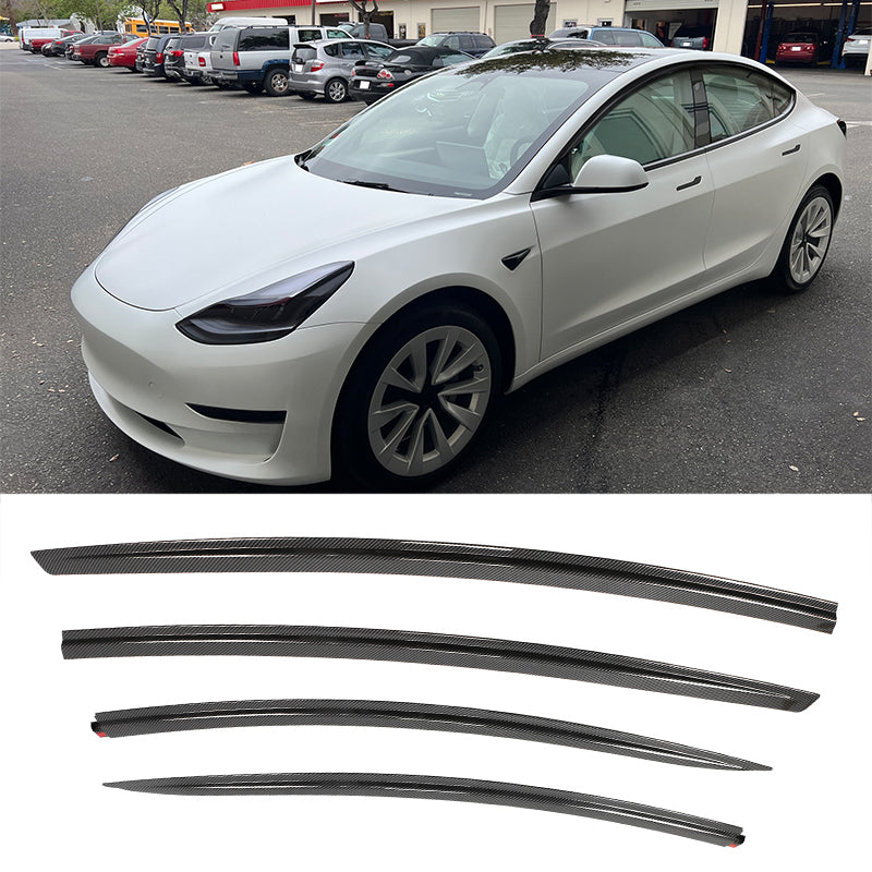 Window Visors for Tesla Model 3 2017-2026 Tape-on ABS 4PCS