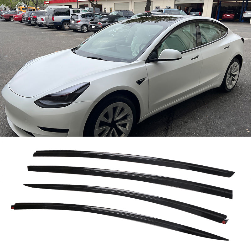 Window Visors for Tesla Model 3 2017-2026 Tape-on ABS 4PCS