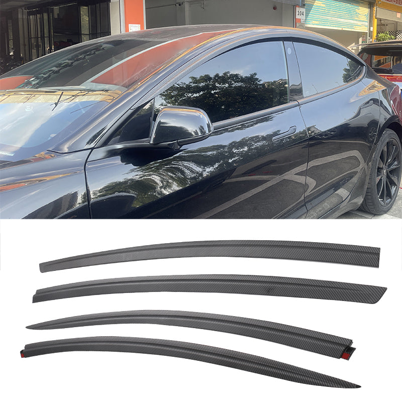 Window Visors for Tesla Model 3 2017-2026 Tape-on ABS 4PCS