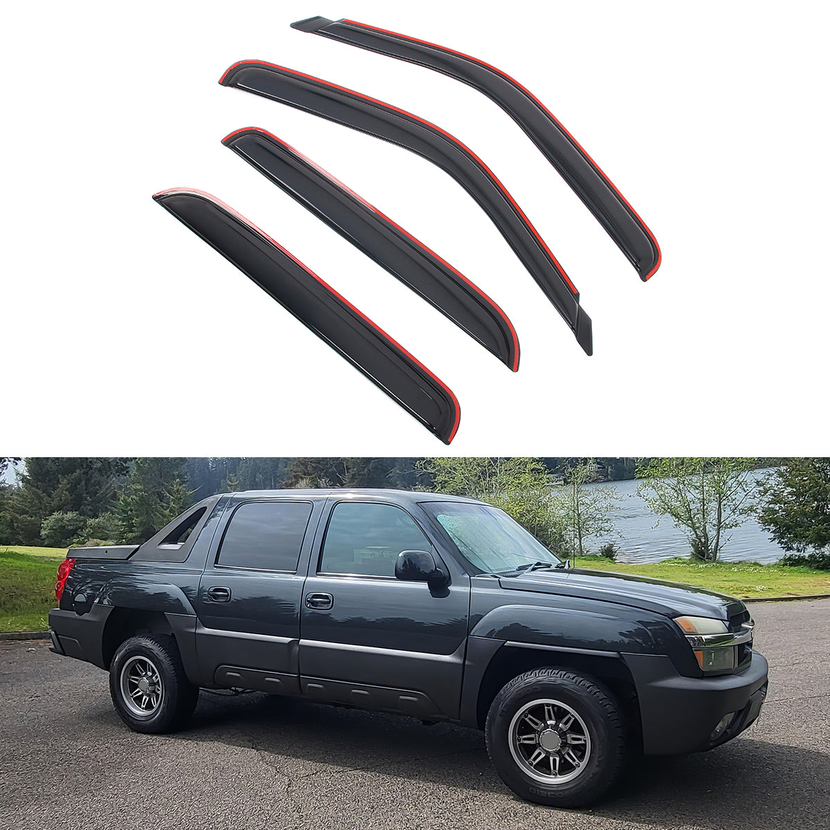 Window Visors for Cadillac Escalade EXT Avalanche 2002-2006 Smoke Acrylic