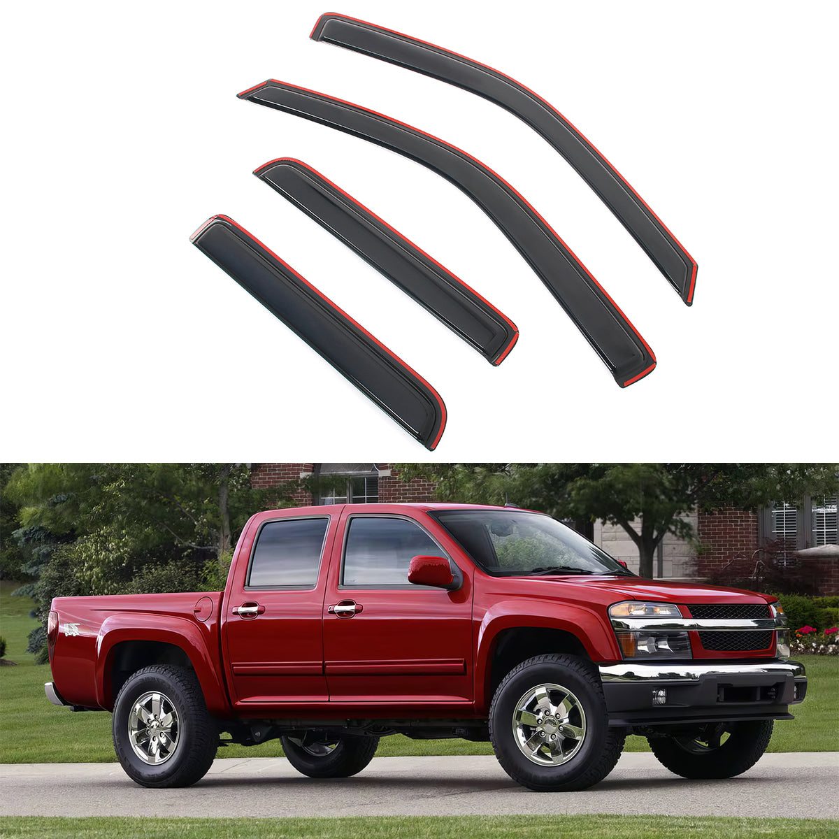 Smoke Window Visors Guard for Chevy Colorado GMC Canyon Crew Cab 2004-2012