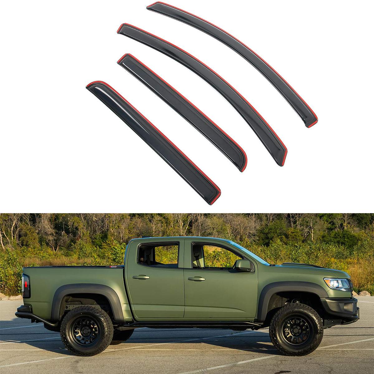 Smoke Window Visors Guard for Chevy Colorado GMC Canyon Crew Cab 2015-2022