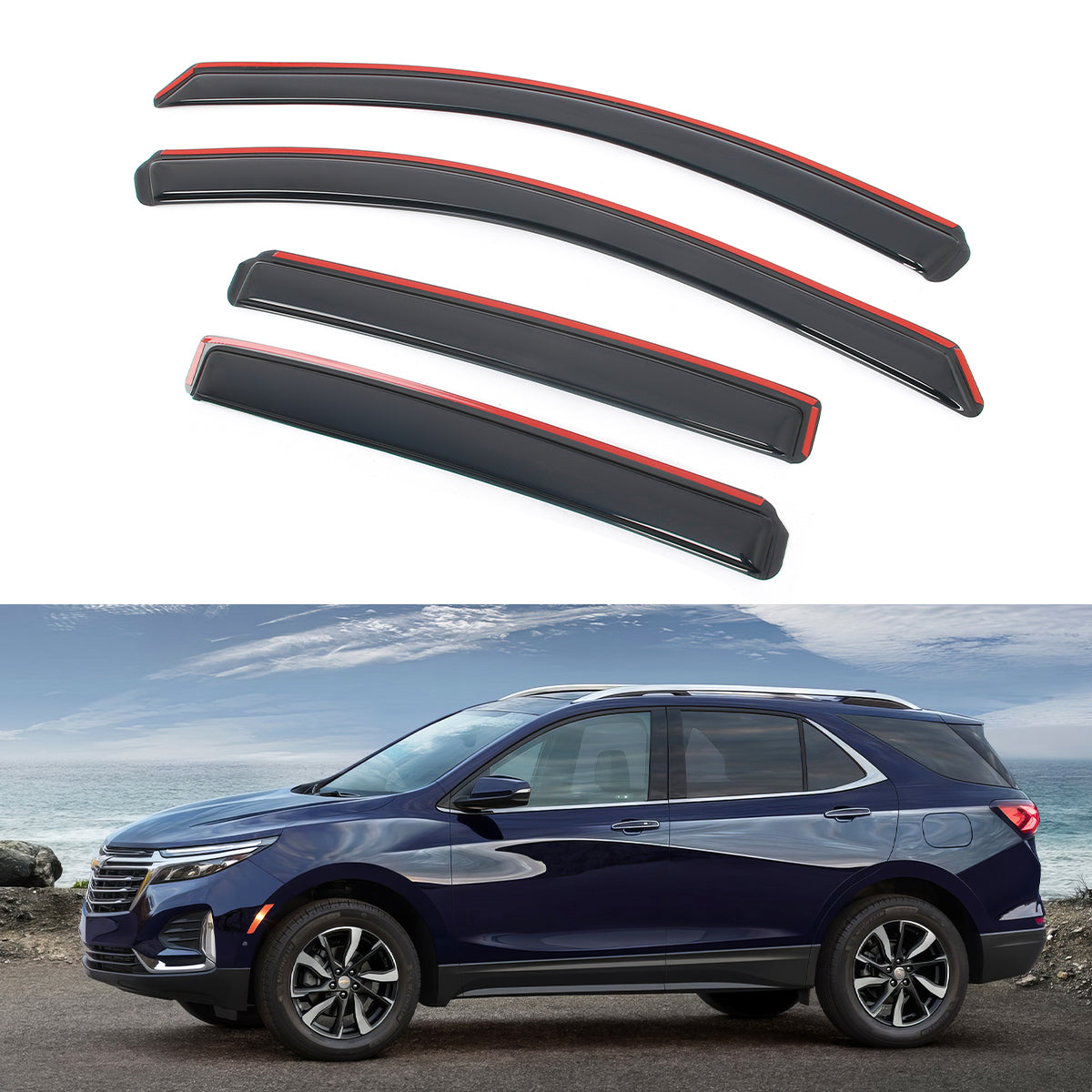 Window Visor Deflector for Chevy Equinox 2018-2024 In-channel Acrylic 4PC