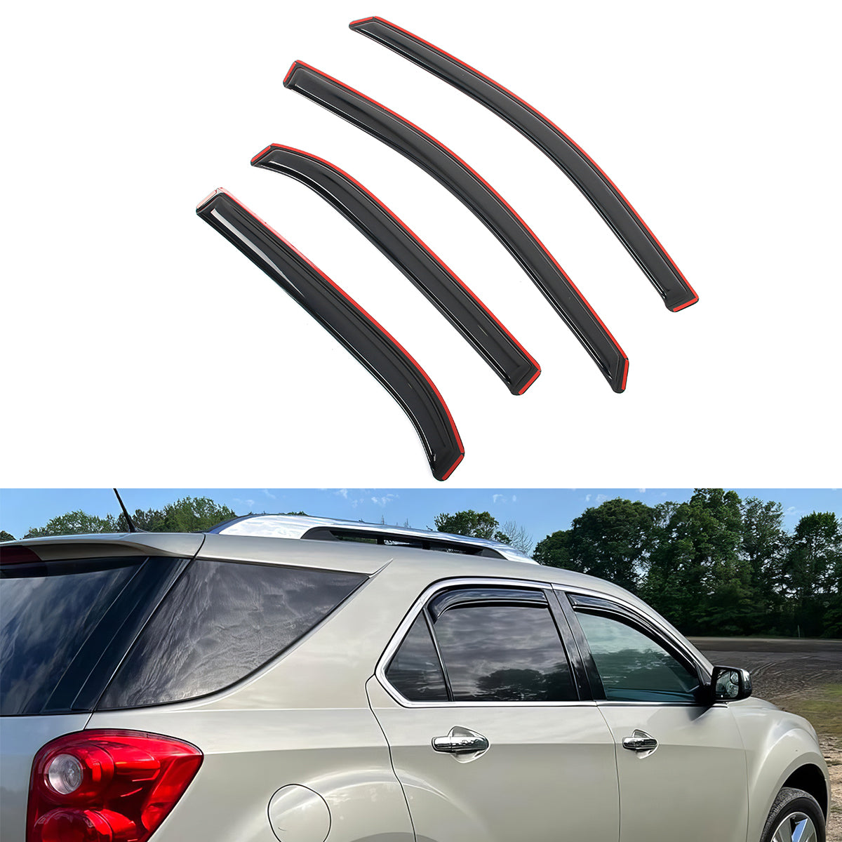 Window Visors Rain Guards for Chevrolet Equinox 2010-2017 Smoke Acrylic
