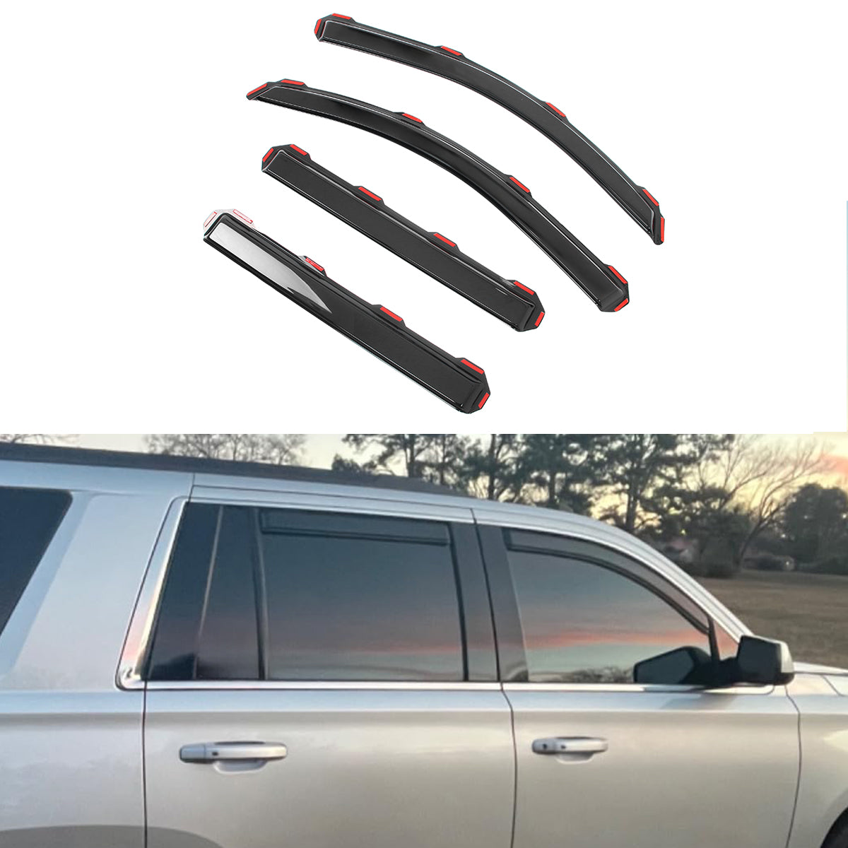 Smoke Window Visors for Escalade Chevy Tahoe GMC Yukon 2015-2020 Acrylic