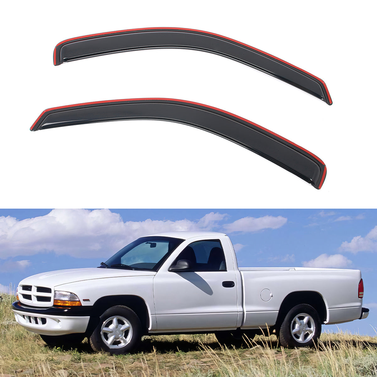 Window Visors for Dodge Dakota Standard Cab 1997-2004 In-Channel Shade 2PC