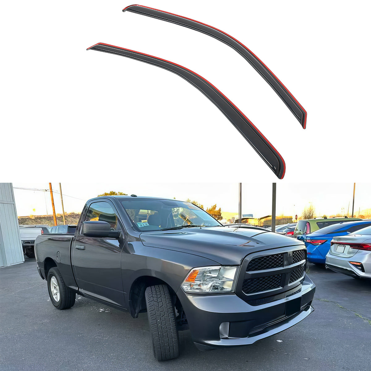 Smoke Window Visors for Dodge Ram 1500 2500 Standard Cab 2009-2026 Acrylic