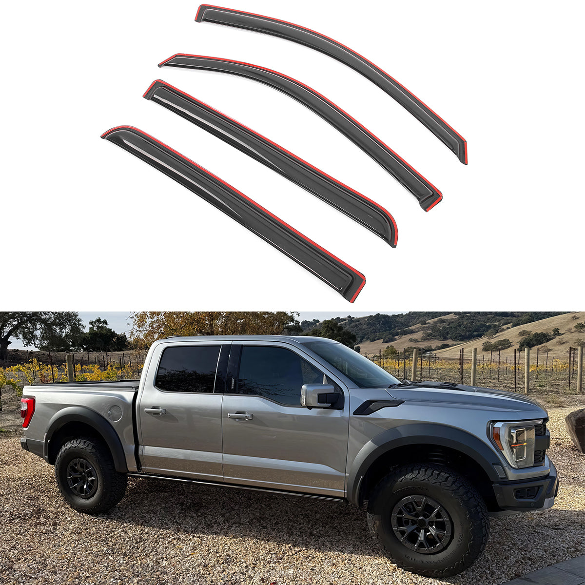 Window Visors Guard for Dodge Ram 1500 Crew Cab 2019-2026 In Channel 4PCS