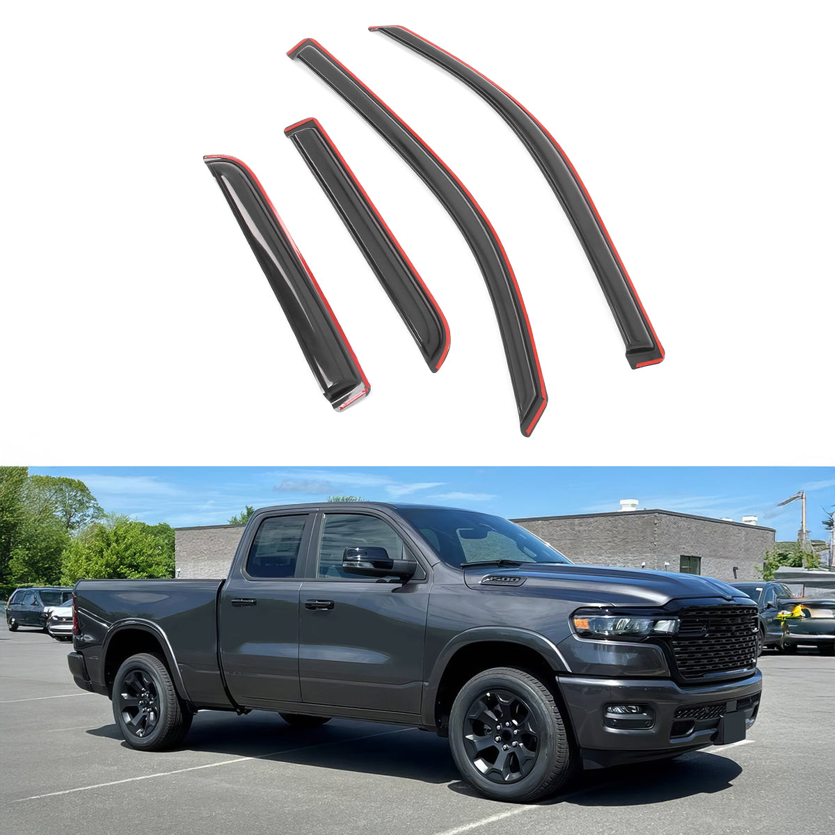 Window Visors Guard for Dodge Ram 1500 Quad Cab 2019-2026 In Channel 4PCS