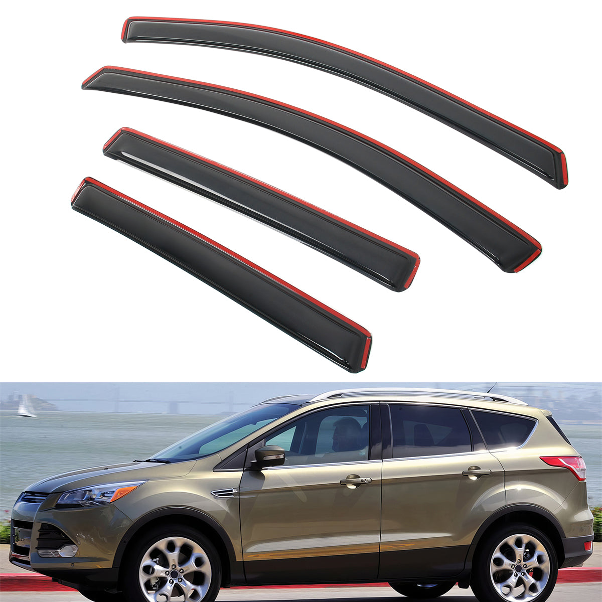 Window Visors for Ford Escape 2013-2019 In Channel Acrylic Rain Deflectors