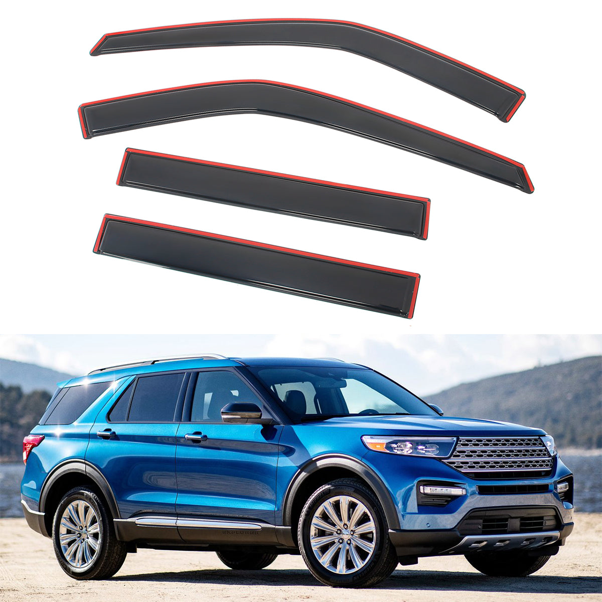 Window Visors Rain Vent Shade for Ford Explorer 2020-2026 4PCS In-channel