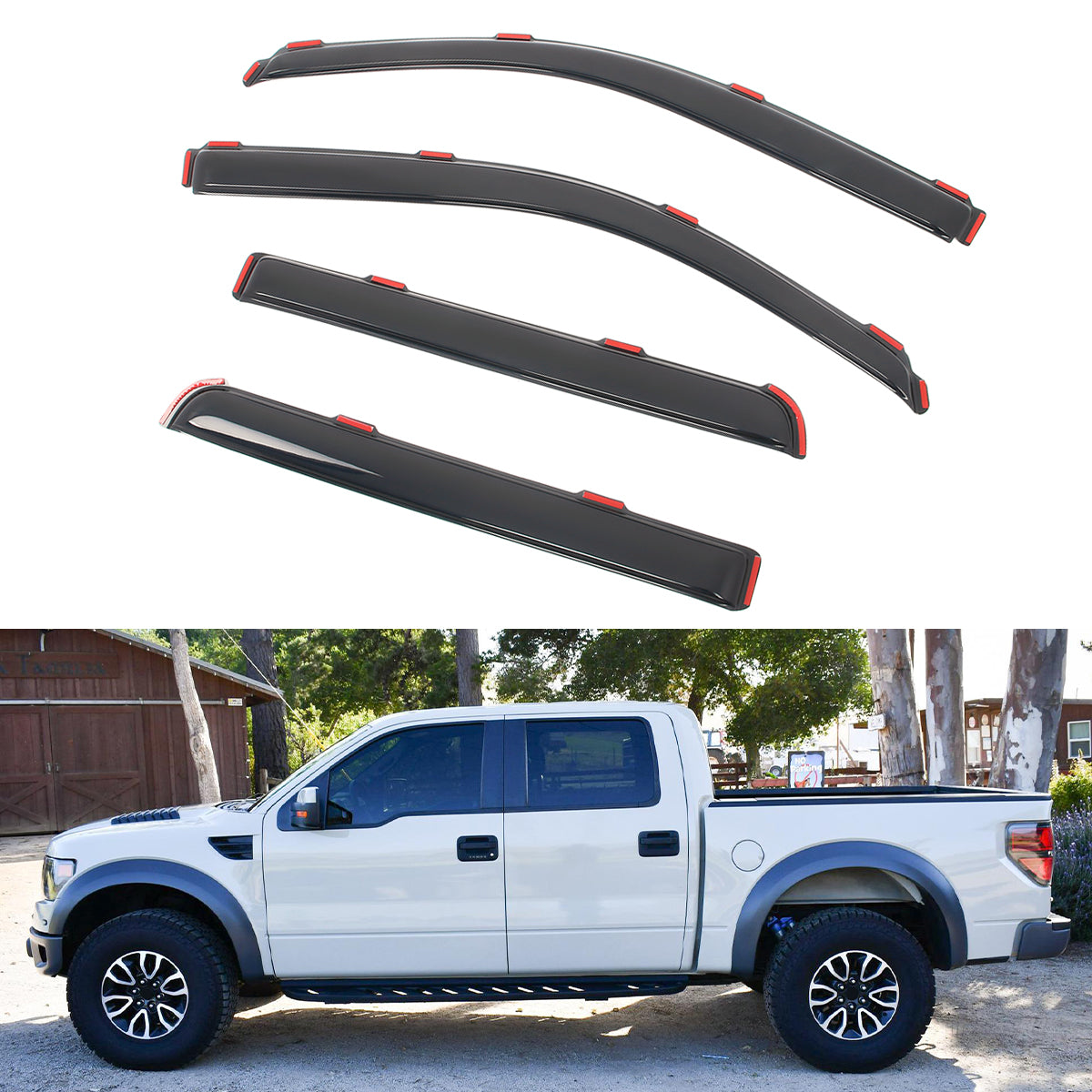 Window Visors for Ford F-150 Crew Cab 2009-2014 In-Channel Rain Deflectors