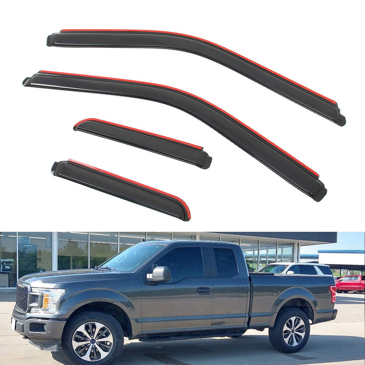 Window Visor for Ford F150 F250 F350 F450 Extended Cab 2015-2026 In-Channel
