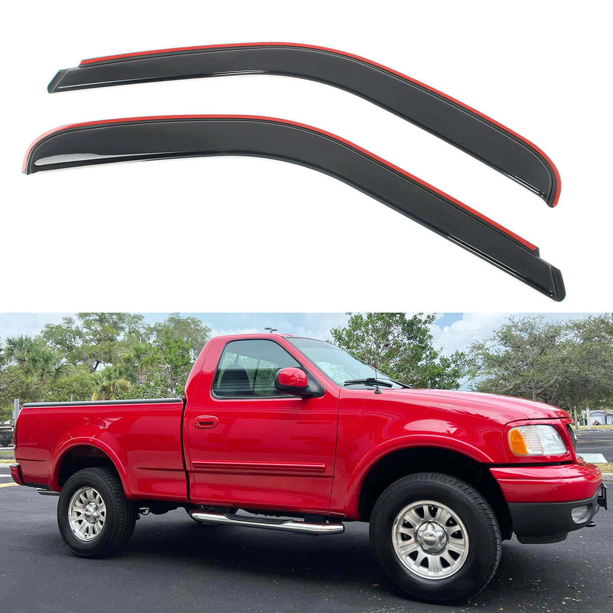 In-channel Window Visors for Ford F250 1997-1999 & F150 Standard Cab 97-03