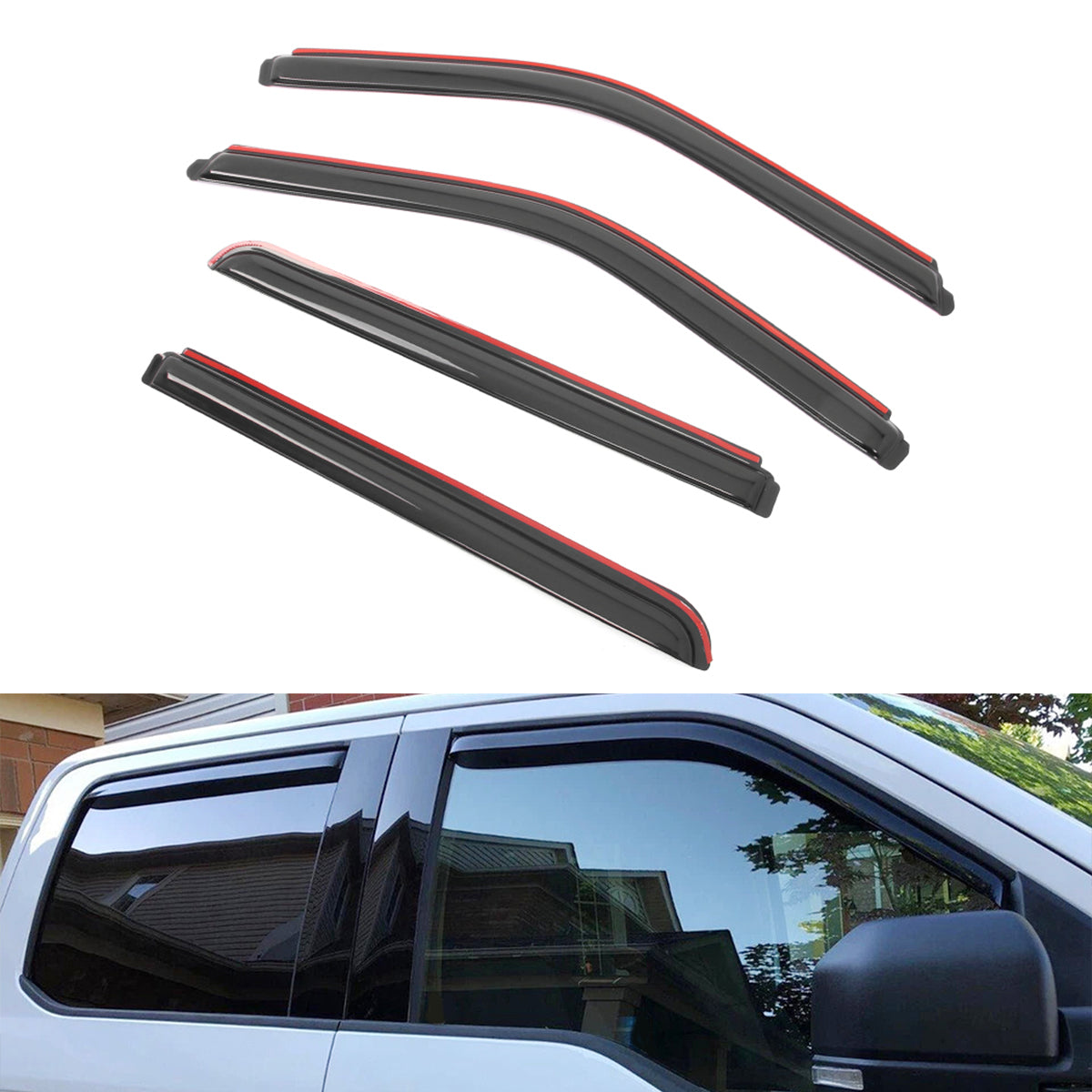 In Channel Window Visors for Ford F150 2015-2026 & F250-F450 Crew Cab 17-25