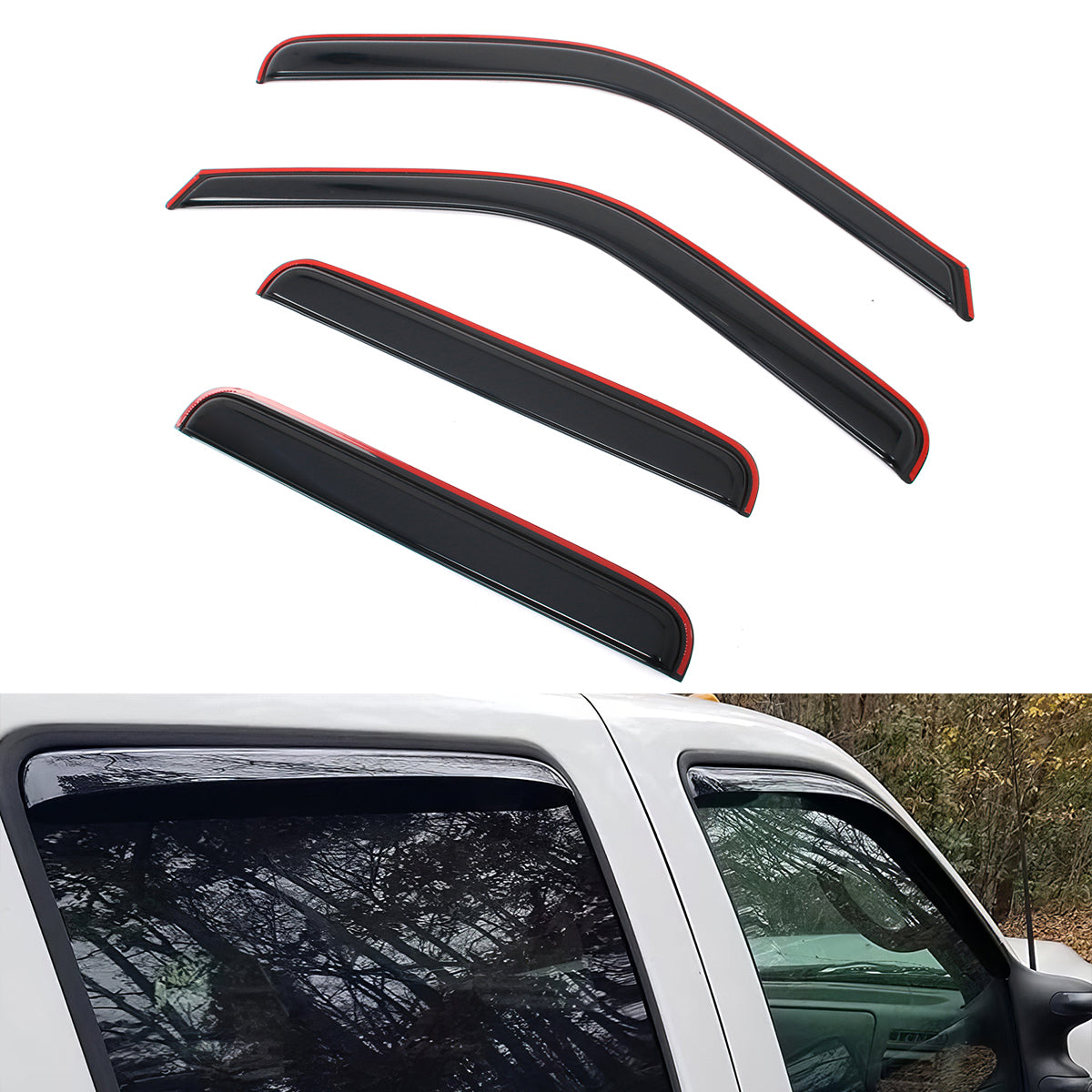 Window Visors for Ford F250-F550 Super Duty Crew Cab 1999-2016 In-Channel