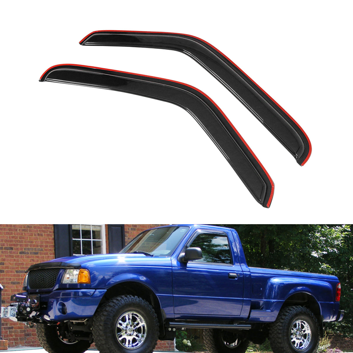 Window Visor for Ford Ranger 1993-2011 Slim Style Smoke Tinted Acrylic