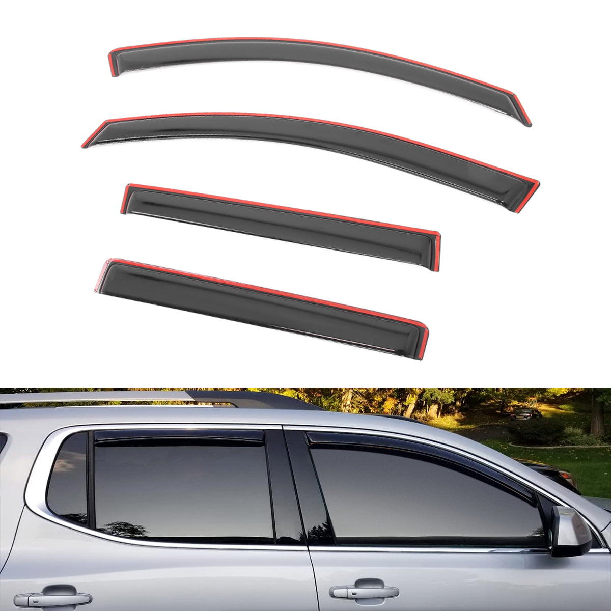 Window Visors Rain Guard for GMC Acadia 2017-2023 In Channel Acrylic 4PCS