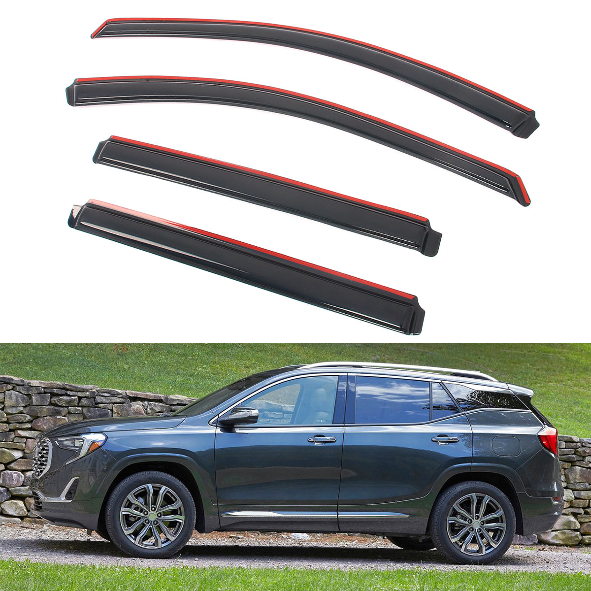Window Visor Side Door Rain Deflector for GMC Terrain 2018-2024 In-Channel