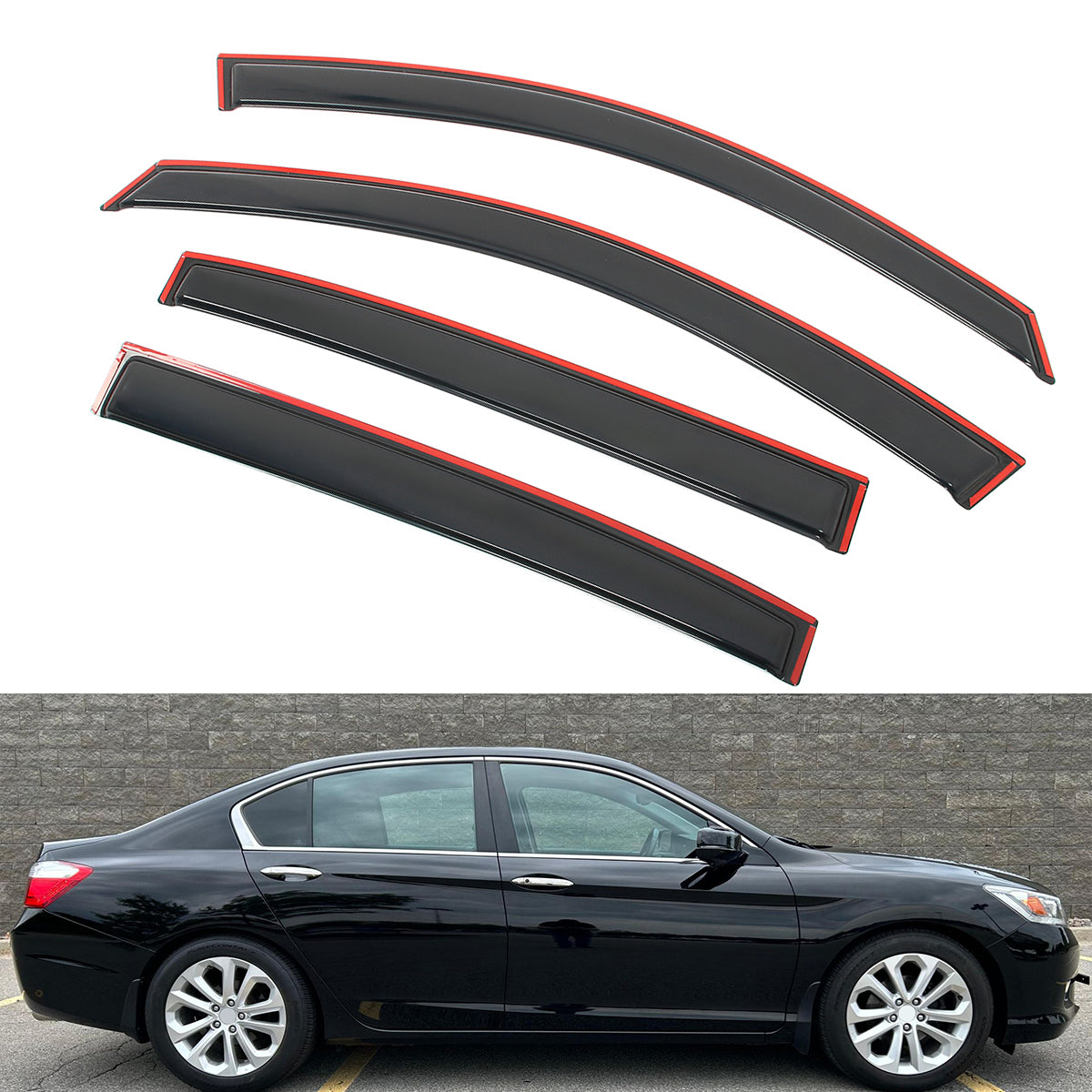 Window Visors In-Channel Rain Sun Guard for Honda Accord 4dr 2013-2017 4PC