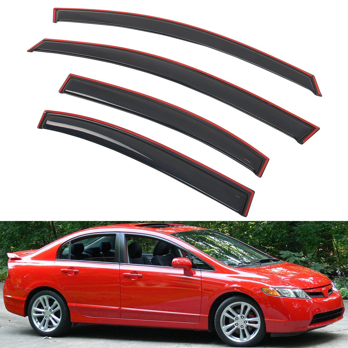 Window Visors In-Channel Rain Vent Guard for Honda Civic Sedan 2006-2011