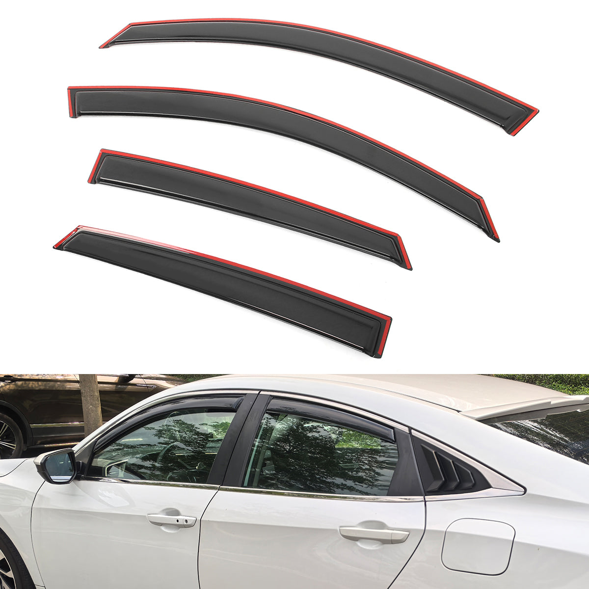 Window Visors Rain Guard for Honda Civic 4Dr 2016-2021 In Channel 4PCS Set