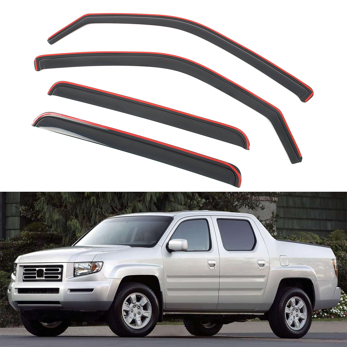 Window Visors Deflectors Guard for Honda Ridgeline 2006-2014 In Channel