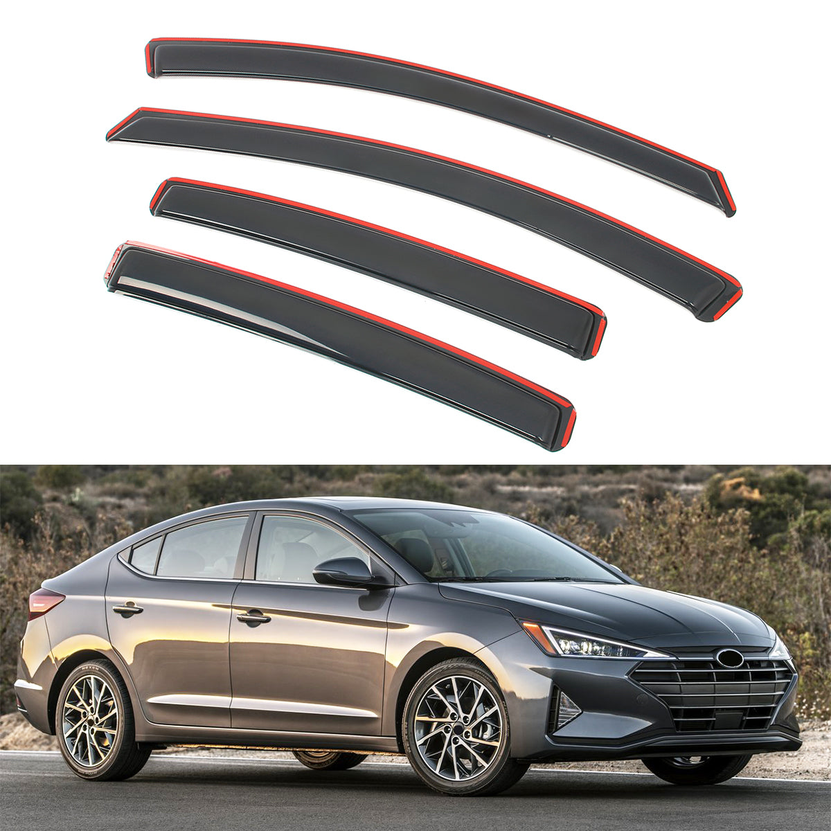 Window Visors Deflectors for Hyundai Elantra 2017-2020 4PCS In-Channel