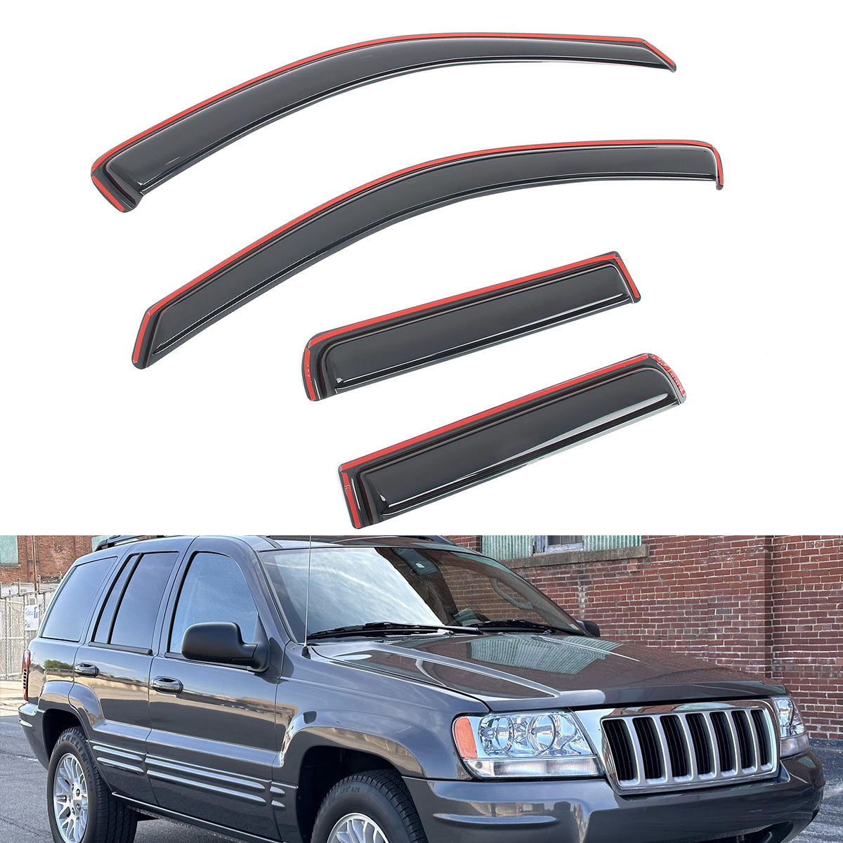 Window Visors Deflectors for Jeep Grand Cherokee 1999-2004 In Channel 4PC