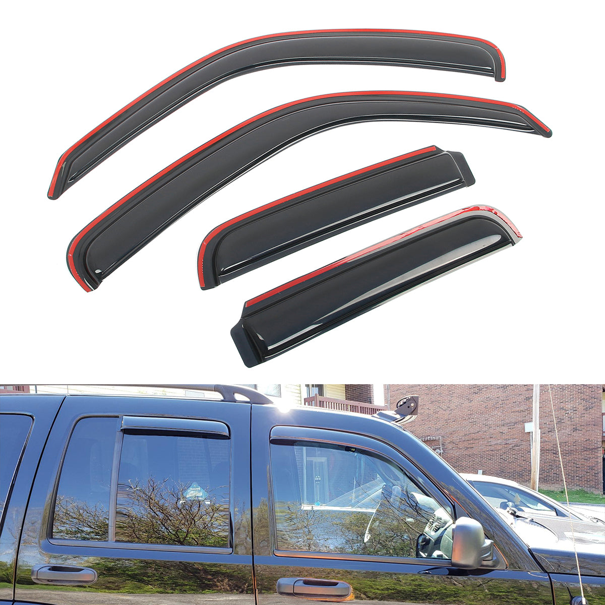 Window Visors Side Deflector for Jeep Liberty 2002-2007 In Channel Acrylic