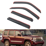 Window Visors Rain Deflectors for Jeep Liberty 2008-2014 4-Door In Channel