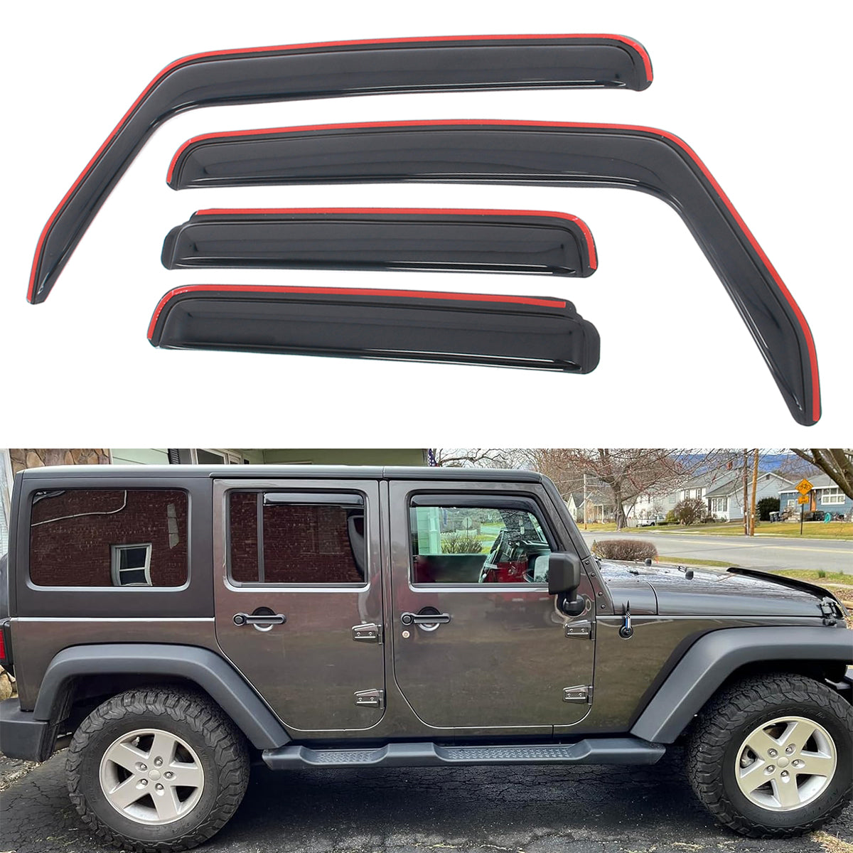Window Visors Guard for Jeep Wrangler Unlimited 2007-2018 In-channel 4PCS