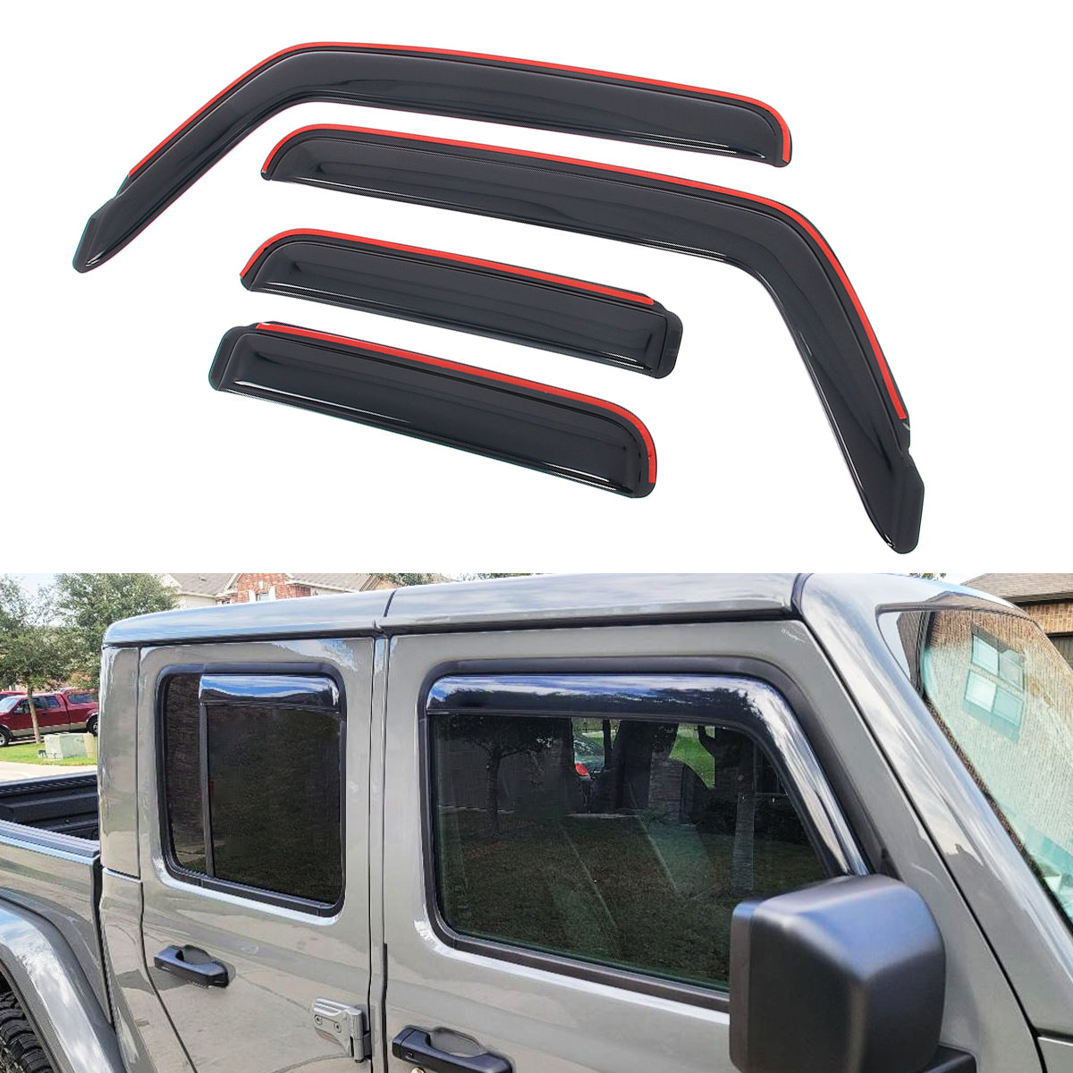 In-channel Window Visor for Jeep Wrangler JL Unlimited 4Dr 2018-2026 4PCS