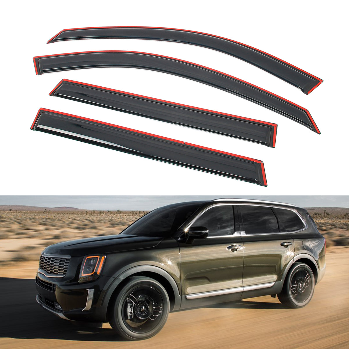 Window Visor Side Door Deflector for Kia Telluride 2020-2025 In-channel