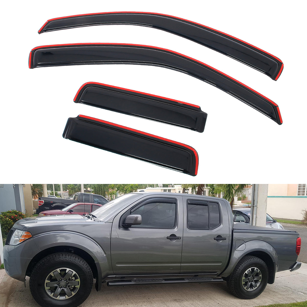 Window Visor for Nissan Frontier Double Cab 2005-2020 4PCS In-Channel