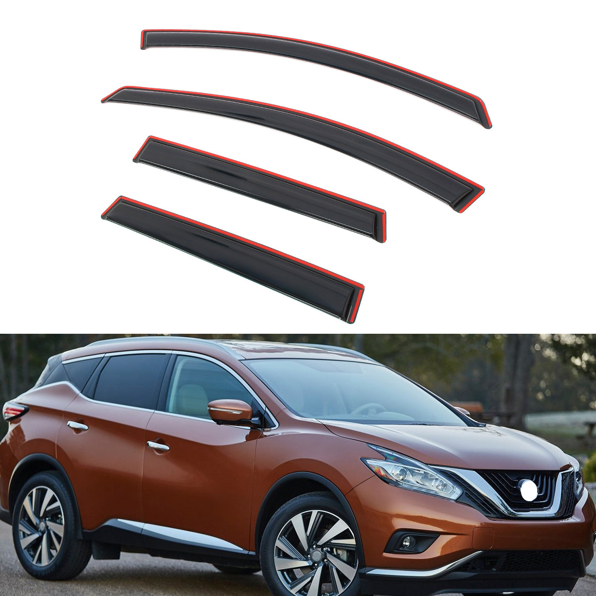 Side Window Visors Deflector for Nissan Murano 2015-2024 In-Channel 4PCS