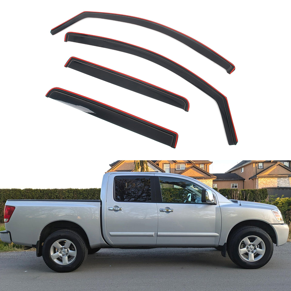 Window Deflector Shade for Nissan Titan Crew Cab 2004-2015 In-Channel