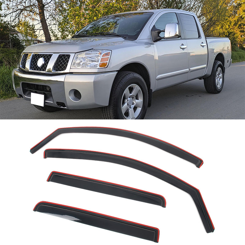Window Deflector Shade for Nissan Titan Crew Cab 2004-2015 In-Channel