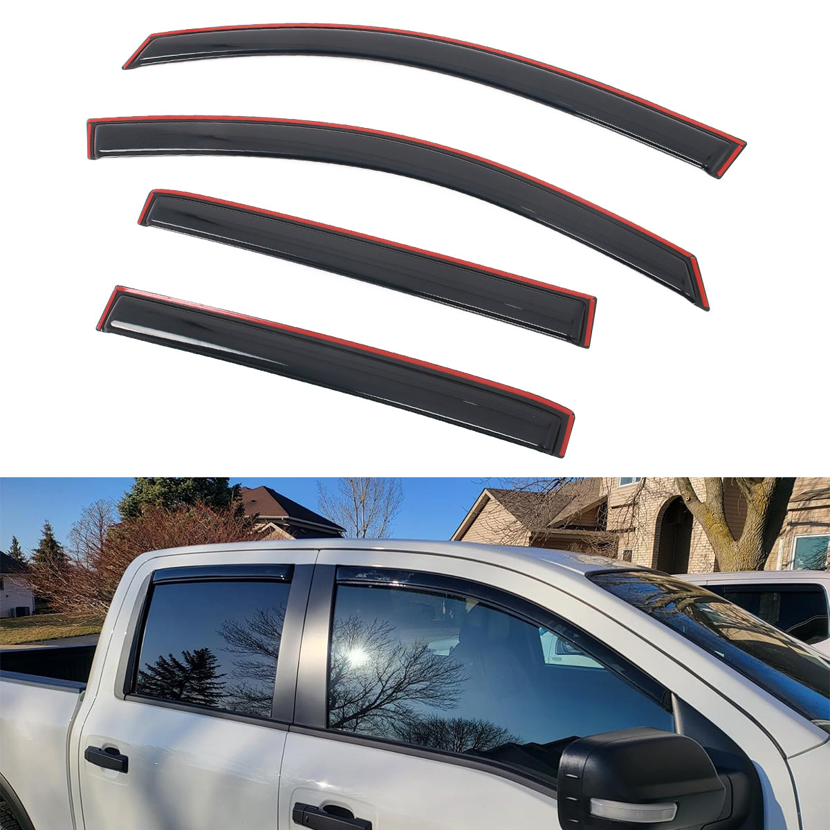 Window Visors for Nissan Titan XD & Titan Crew Cab 2016-2024 In-Channel 4PC