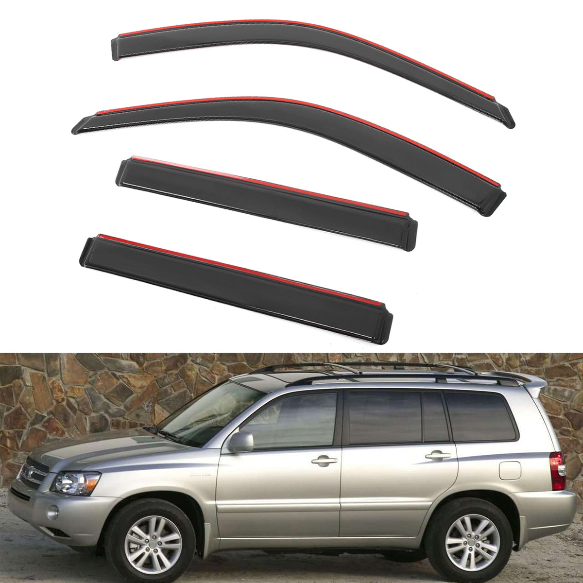 Side Door Deflectors for Toyota Highlander 2001-2007 Acrylic Window Visors