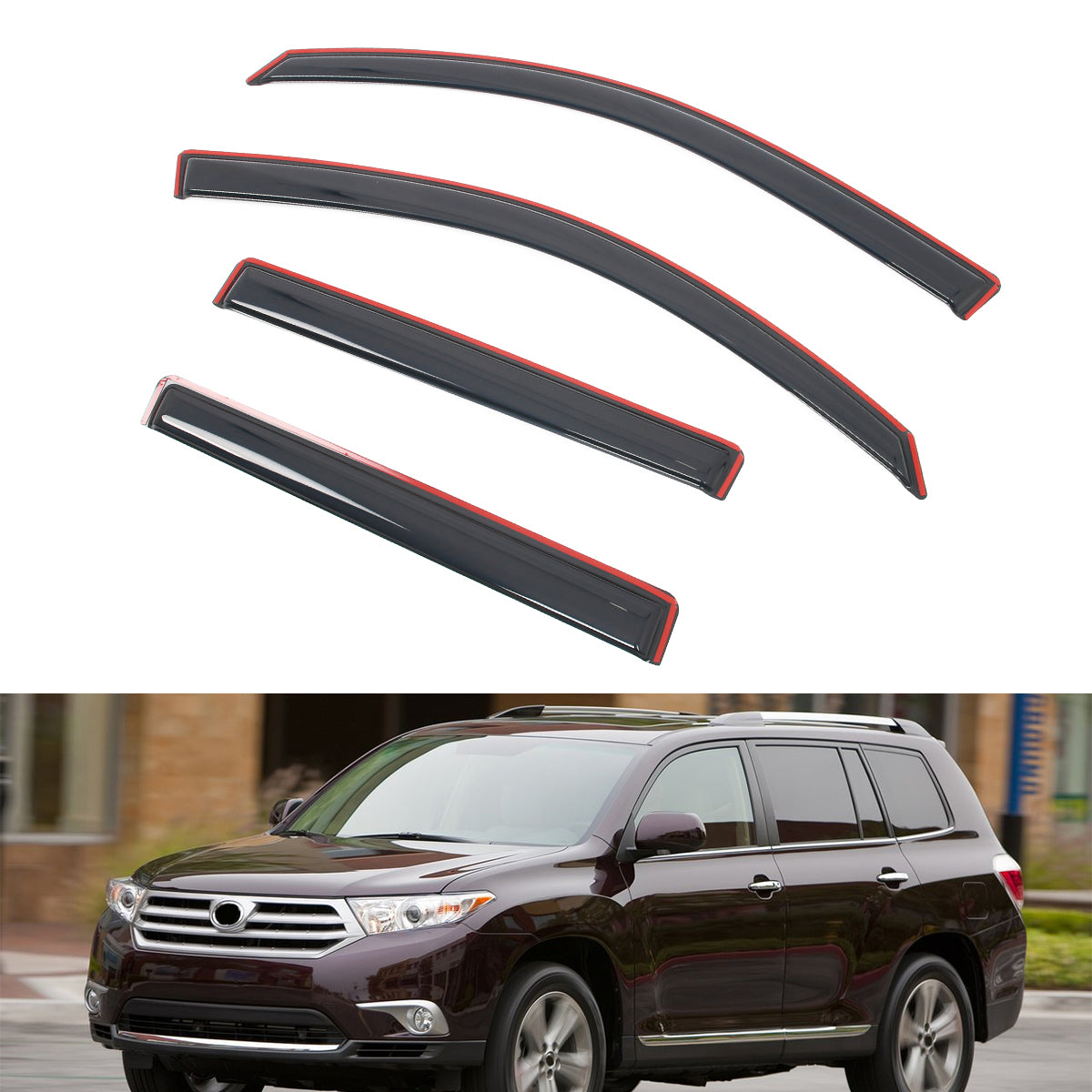 In-Channel Side Window Deflector for Toyota Highlander 2008-2013 Acrylic