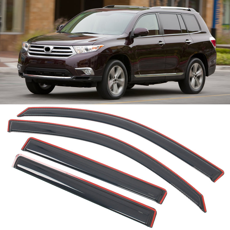 In-Channel Side Window Deflector for Toyota Highlander 2008-2013 Acrylic