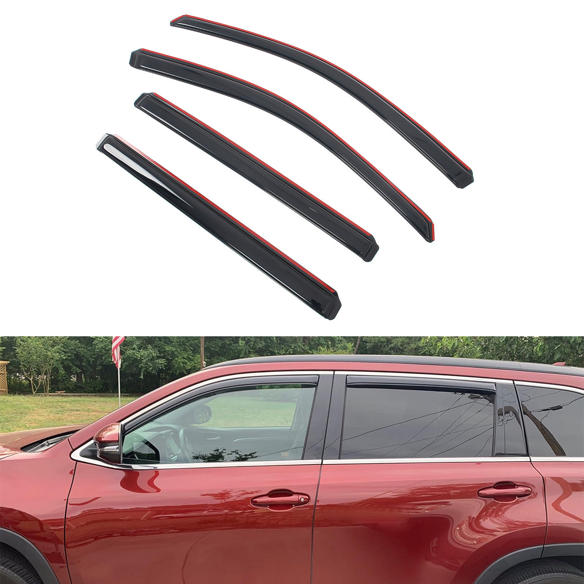 Window Visors for Toyota Highlander 2014-2019 Acrylic In Channel Deflector