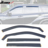 2020-2024 Toyota Highlander PC Side Window Visors w/ Chrome Trim 4PCS